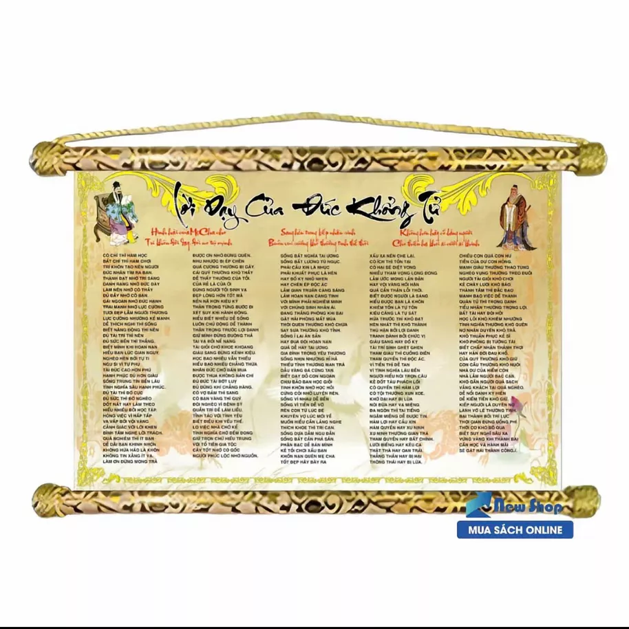 Ảnh sản phẩm Tranh Liễn Thư Pháp - Lời Dạy Của Đức Khổng Tử - Vải Canvas Kích Thước 50x70cm