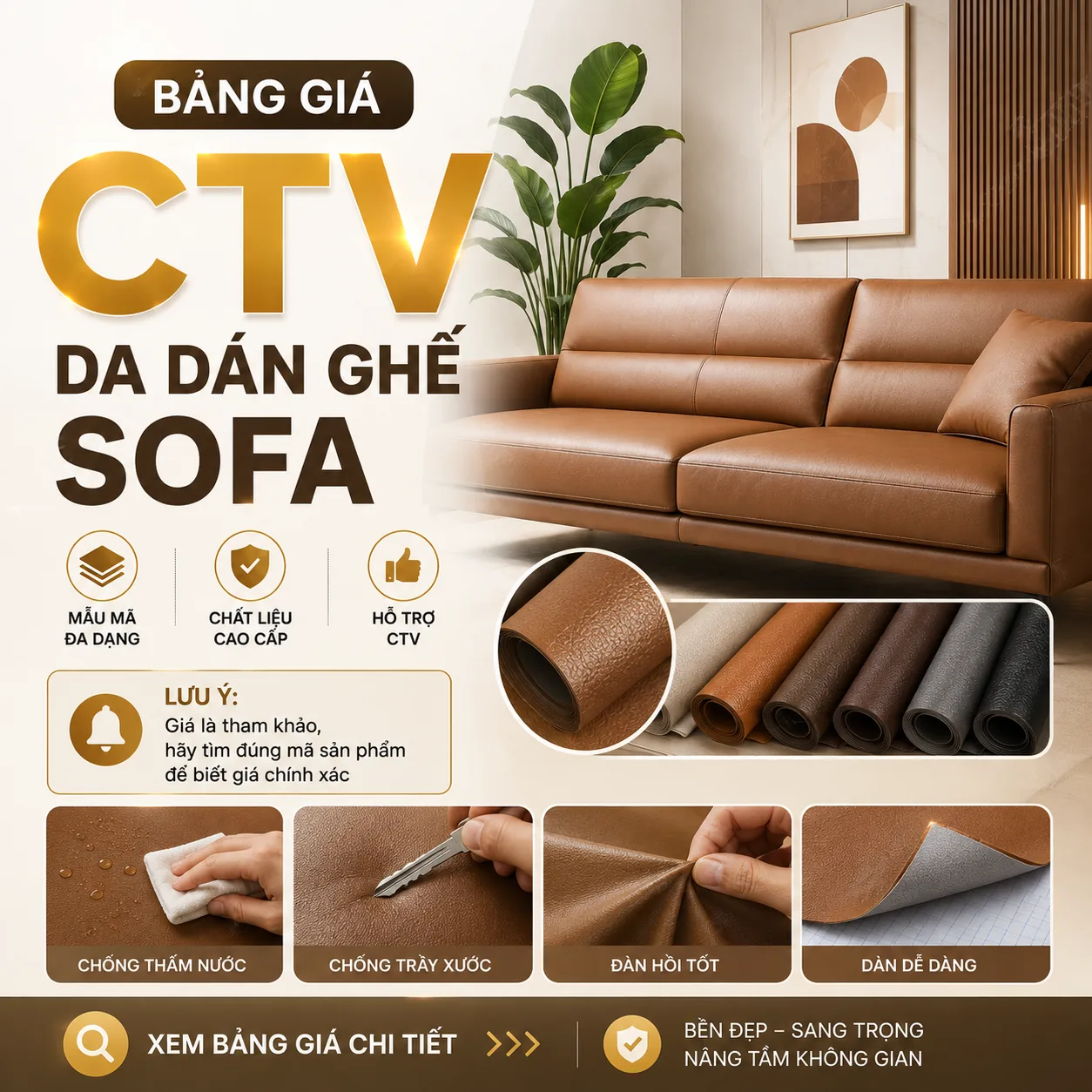 Ảnh sản phẩm Miếng dán vải da PU cỡ lớn kích thước chữa ghế sofa đồ da tự dính 6M