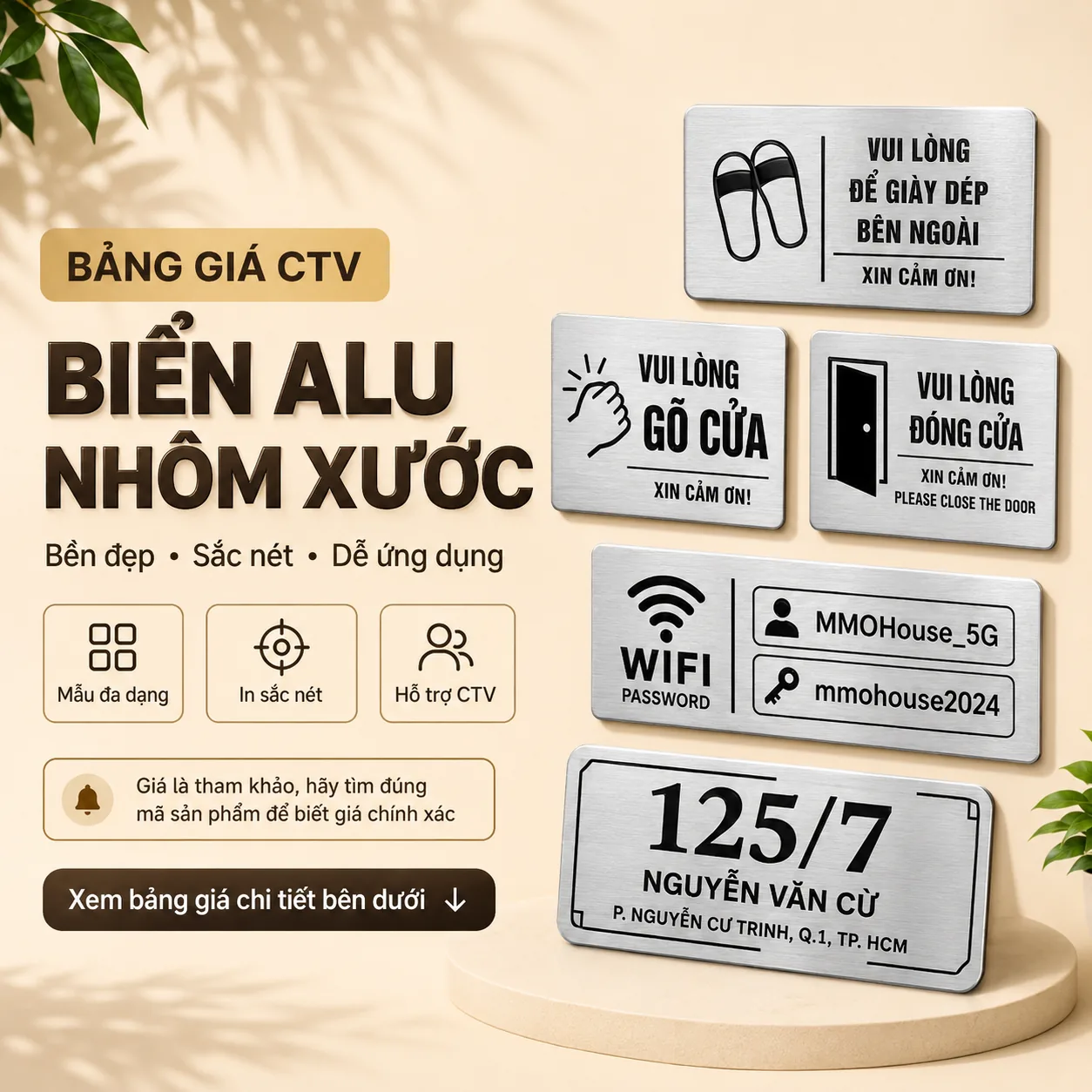 Ảnh sản phẩm Biển Alu In Hình Nhà Hàng Khách Sạn, Biển Số Nhà