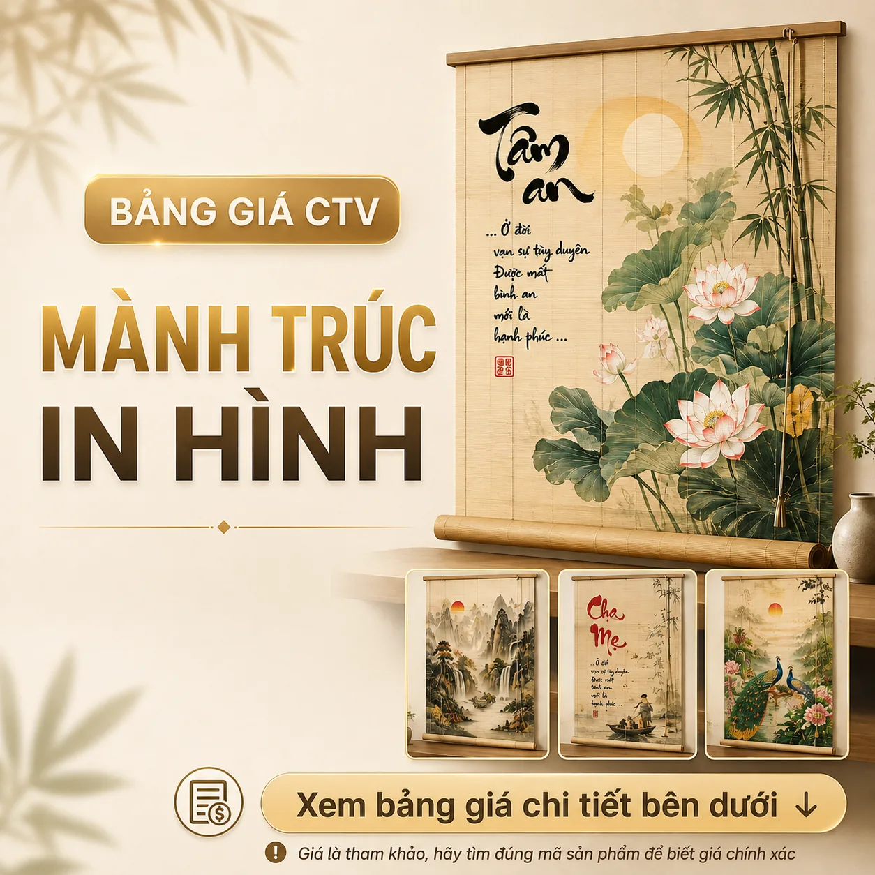 Ảnh sản phẩm Tranh Mành Trúc in hình cao cấp Việt Tín